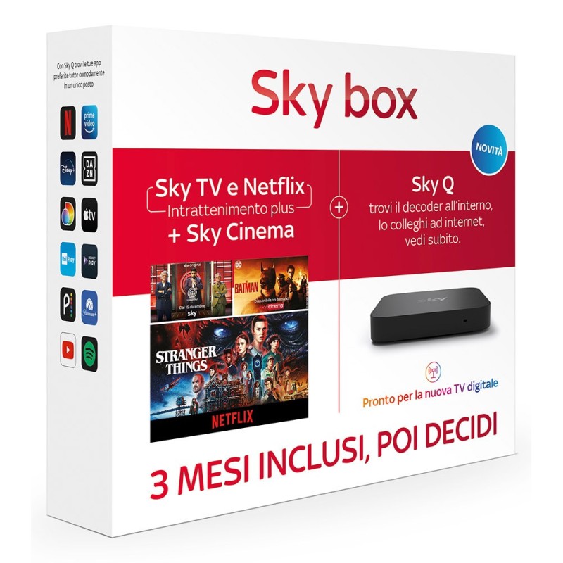 Decoder SKYQ + visione gratis 3 mesi (TV + NETFLIX + CINEMA) - SKY BOX